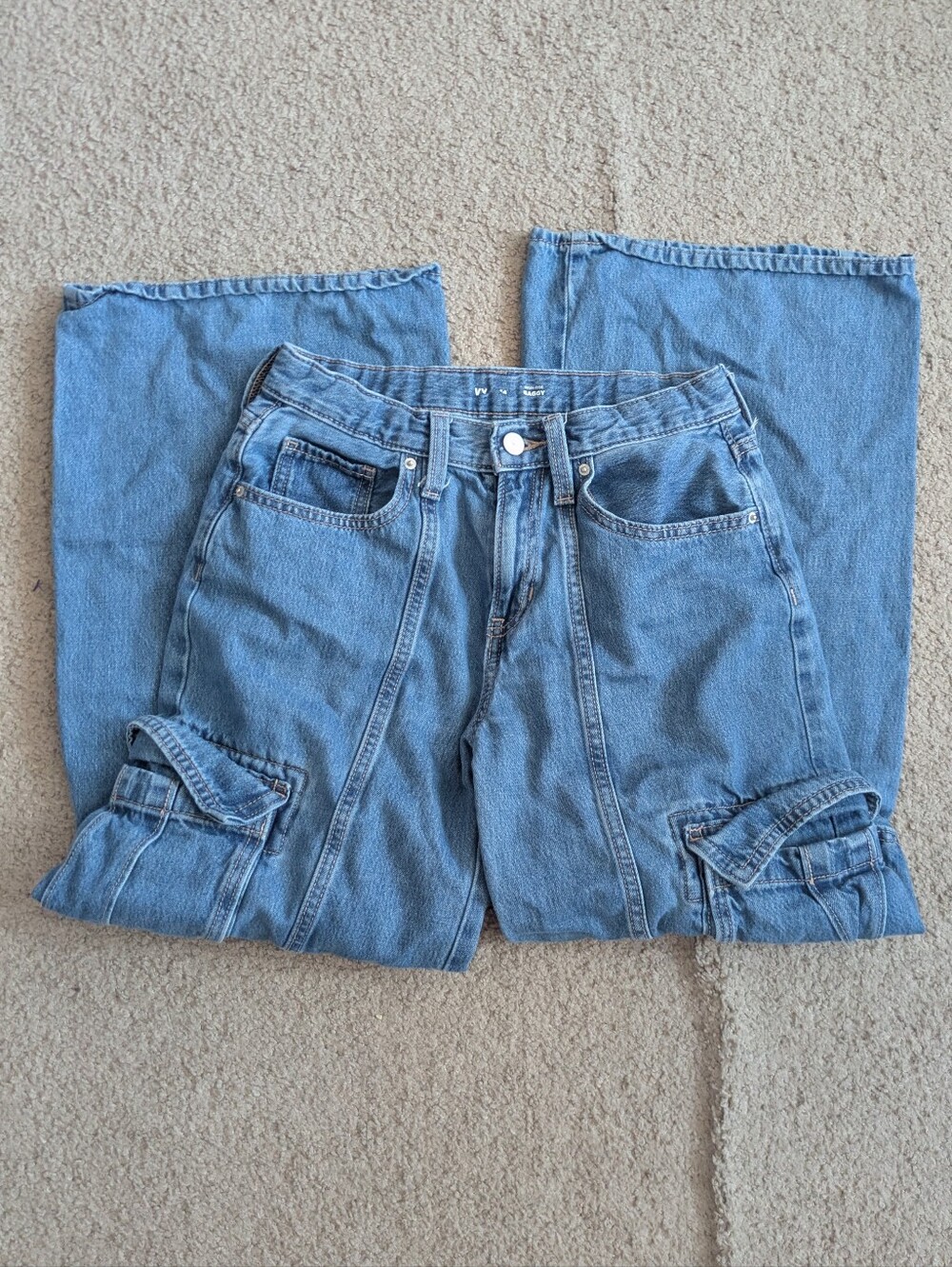 Old Navy High-Rise Baggy Cargo Jeans Size 14 Kids